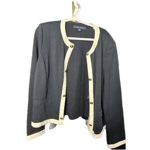 Tommy Hilfiger Women's Contrast Trim Open Front Jacket - Size L